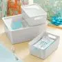 mDesign Plastic Stackable Home Storage Organizer Boxes with Lid Cover for Kitchen, Closet, Pantry, Bedroom, Bathroom, Hallway, Entryway to Hold Household Accessories, Set of 3 - Light Gray/Clear mDesign Plastic Stackable Home Storage Organizer Boxes with Lid Cover for Kitchen, Closet, Pantry, Bedroom, Bathroom, Hallway, Entryway to Hold Household Accessories, Set of 3 - Light Gray/Clear