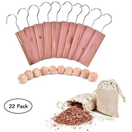 Eluck 22 Pack Cedar Hanger Moth Protection Closet Cedar for Moth(9.451.70.9) for Protection Against Midew and Odor
