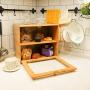 Goodpick 2-Layer Bamboo Bread Boxes 15.8" x 14" x 9.8" Large Size Bread Storage Bin on Countertop Shelf - Extra Large bread boxes for Kitchen Counter with Transparent Window, 2 More Loaf Bread Box