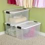 STERILITE 70 Quart/66 Liter Ultra Latch Box, Clear with a White Lid and Black Latches,