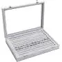 Basuwell Velvet Glass Jewelry Ring Display Organizer Boxes Tray Holder Jewelry Earrings Storage Case