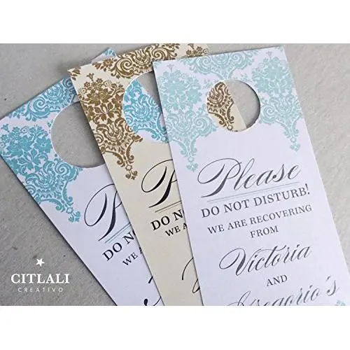 Do Not Disturb Wedding Door Hangers (set of 10) Baroque Damask