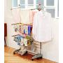idee BDP-V23 Foldable Rolling 3-tier Clothes Laundry Drying Rack with with Stainless Steel Hanging Rods, Collapsible Shelves and Base for Easy Storage, Made-in-Korea, Premium Size, Orange
