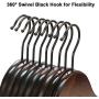 TOPIA HANGER Heavy Duty Wood Coat Hangers in Smooth Retro Finish, Boutique Quality Wooden Suit Hangers-Thicker Non-Slip Rubber Pants Bar and Extra Smoothly Cut Notches-360° Black Hook-18 Pack CT04A