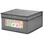 mDesign Soft Stackable Fabric Closet Storage Organizer Holder Bin with Clear Window, Attached Lid - for Home Office, Den, Hallway, Entryway - Textured Print - Medium, 4 Pack - Gray/Black mDesign Soft Stackable Fabric Closet Storage Organizer Holder Bin with Clear Window, Attached Lid - for Home Office, Den, Hallway, Entryway - Textured Print - Medium, 4 Pack - Gray/Black