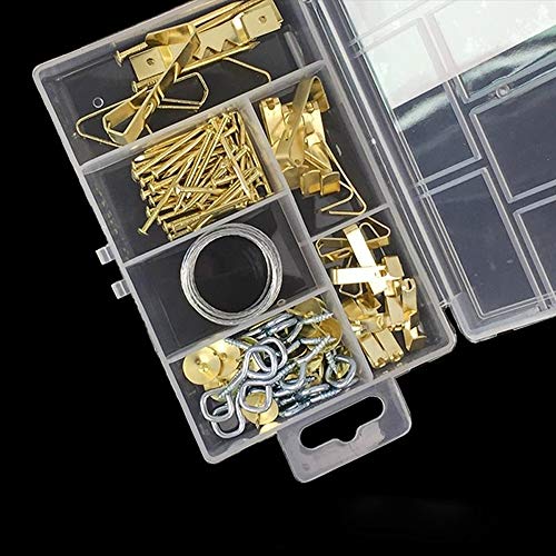 Antrader Assorted Picture Hanging Kit, 100pcs Assortment with Picture Hanger 50lbs 30lbs 10lbs, Photo Frame Hooks, Nails and Wire for Wall Mounting