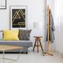 LANGRIA Coat Hook Bamboo Wooden Coat Rack and Hook Rack with 3 Tiers 12 Hooks and Solid Feet Hall Tree Coat Rack for Clothes Scarves and Hats, Bamboo Natural Color