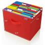 Collapsible File Storage Boxes 12.5 x 9.5 x 9.5 Holds Hanging File Folders and Letter Size Files. Fits on Shelf or in Many Drawers. (Cherry Red)