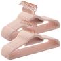 SONGMICS Velvet Hangers, 50 Pack, Non-Slip Clothes Hanger with Rose Gold Color Swivel Hook, 0.2 Inch Thick and Space Saving, Light Pink UCRF21PK50