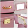 RR ROUND RICH DESIGN Jewelry Boxes - Multifunctional Portable Travel Jewelry Storage Case with 2 Drawers Top Mirror and Metal Lock - Pink