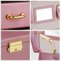 RR ROUND RICH DESIGN Jewelry Boxes - Multifunctional Portable Travel Jewelry Storage Case with 2 Drawers Top Mirror and Metal Lock - Pink