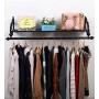 coat rack Wrought iron coat rack wall mounted wall coat hanger black coat rack clothes display rack (Size : 60cm)