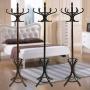 Cxjff Floor Standing Coat Rack Stable Design Hanger Clothes 12 Hooks European Style Easy Install, Wood, 3 Colors (Color : Dark Brown, Size : 27x27x184cm)