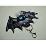 Leather, real fur bag charm. Black leather 3D bat. Gothic fashion key chain. Charm hanger, Purse charm, Key charm, Car accessories