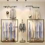 Modern Clothing Rack Customized Garment Display Rack With wood Board Floor-Standing Hangers Clothes Shelves for Showroom Retail Store Black Gold