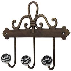 Indianshelf Handmade 1 Artistic Vintage Black Ceramic Floral Rail Hooks Hangers/Wall Hooks for Keys