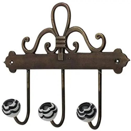 Indianshelf Handmade 1 Artistic Vintage Black Ceramic Floral Rail Hooks Hangers/Wall Hooks for Keys Indianshelf Handmade 1 Artistic Vintage Black Ceramic Floral Rail Hooks Hangers/Wall Hooks for Keys
