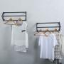 MBQQ Industrial Clothing Rack Wall Mounted,Garment Rack Display Rack Cloths Rack,Metal Clothes Racks for Hanging Clothes,Laundry Room Decor Rod,Black(2pcs)