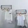 MBQQ Industrial Clothing Rack Wall Mounted,Garment Rack Display Rack Cloths Rack,Metal Clothes Racks for Hanging Clothes,Laundry Room Decor Rod,Black(2pcs)