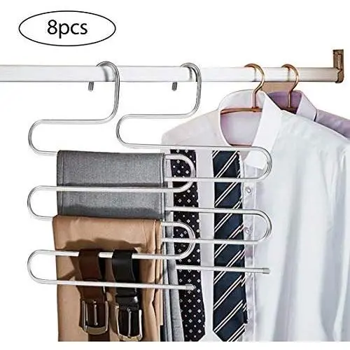 VIVOHOME 8 Pack Pants Hangers S-Shape Trousers Hangers Stainless Steel Clothes Hangers Space Saving for Pants Jeans Towels Scarfs VIVOHOME 8 Pack Pants Hangers S-Shape Trousers Hangers Stainless Steel Clothes Hangers Space Saving for Pants Jeans Towels Scarfs