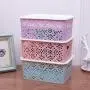 OUNONA Stackable Plastic Storage Boxes Hollow Out Storage Basket with Lid for bras underwear socks neck ties scarves and any accessories - Small Size (Purple)