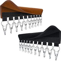 Boao 2 Pieces Cap Organizer Hanger, Hat Organizer Cap Racks with 10 Stainless Steel Clips, Portable Clothes Hanger, Folding Clothes Hangers for Home or Travel (Black and Brown)