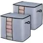 Extra Large Storage Bags[2Pack] Extra Thick Material Zippered Bedding Clothing Storage Container Organizer Storage Bags with Strenghthened Handles and Zippers Gray Color