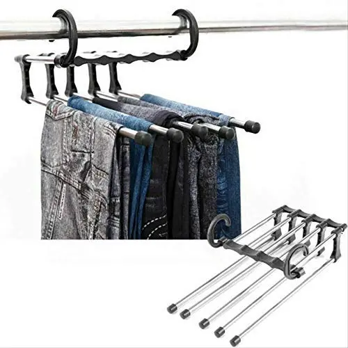KIPB 5 in 1 Multifunctional Stainless Steel Tie Belt Pants Clothes Hanger Folding Space Saving Closet Organizer Storage Rack KIPB 5 in 1 Multifunctional Stainless Steel Tie Belt Pants Clothes Hanger Folding Space Saving Closet Organizer Storage Rack
