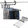 KIPB 5 in 1 Multifunctional Stainless Steel Tie Belt Pants Clothes Hanger Folding Space Saving Closet Organizer Storage Rack