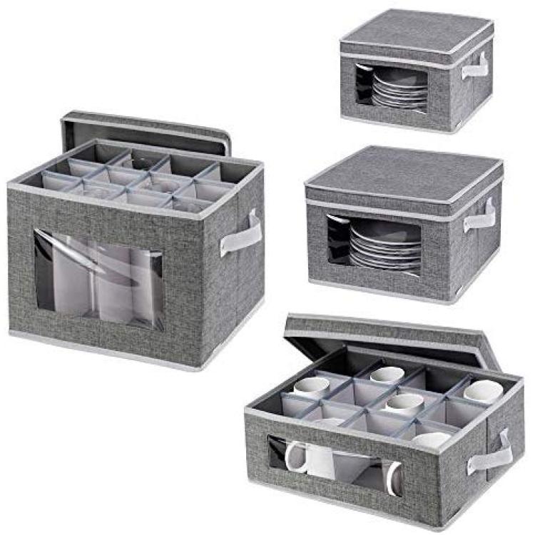 Grey Quilted Cup/Mug & China Storage Case