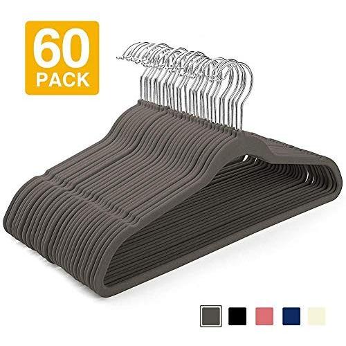 BKONF Velvet Hangers -60 Pack- Non Slip Velvet Suit Hangers Space Saving Clothes Hanger Velvet Hanger Heavy Duty Adult Hanger for Coat, Suit