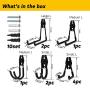 EJG Heavy Duty 10- Pack Garden Hose Holder, Steel Garage Storage Utility Double Hook Hanger, for Organizing Power Tools, Ladders, Bulk items, Bikes, Ropes etc.(black)