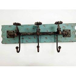 ACCENTHOME Vintage Iron Wall Hooks Antique Finish Metal Clothes Bath Tower Hanger Turquoise