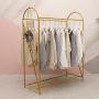 Retro Garment Display Rack Double Row Clothing Rack Floor-Standing Hangers Clothes Shelves Vintage Boutique Rack for Bedroom Living room Cloth Retail Store Gold