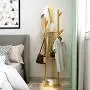 Pentaero 40X40X170Cm Bamboo Clothes Laundry Coat Rack, Tree Stand Coat Hanger 8 Hooks 3-Layer Shelf, Simple Coat Rack, Bedroom Bag Rack Metal Coat Racks, Hat Stand Tree Hanger Rack (Yellow)