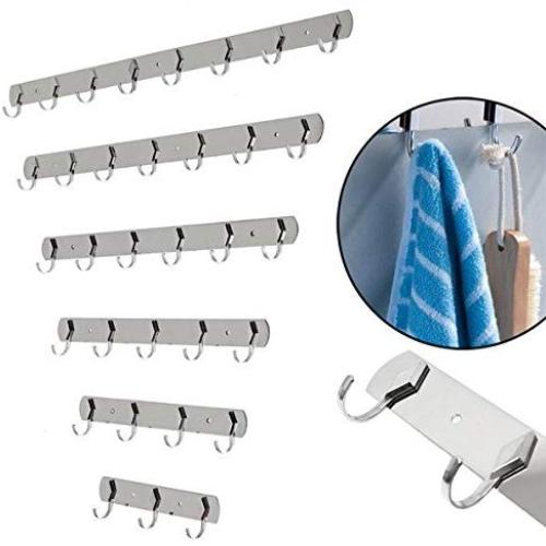 3/4/5/6/8 Hooks Stainless Steel Hanger Hook Wall Door Kitchen Bathroom Clothes Hanger Mount Rack