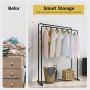 Rackaphile Clothes Rack, Clothes Organizer, Adjustable Double Rails Heavy Duty Garment Rack for Balcony and Bedroom (Black)