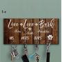 Personalized Key Holder and Dog Leash Wall Hanger Top Quality Handcrafted House Warming or Wedding Gift Key Rack for Organization with Hooks for Keys and Dog Leash Key Organizer for the Hallway