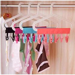 Foldable Travel Hanger Portable Bathrooms Cloth Hanger Rack Clothespin Home Organizer 5pcs Random Color