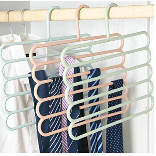 10pcs Random Color 5-Layer Clothes Hanger Drying Racks Multi-Functional Innovative Hanger Multi-Storey Scarf Racks Anti-Slip Pants Folder