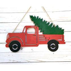 Christmas Red Truck Door Sign - Hoilday Truck Door Hanger - Home Decor