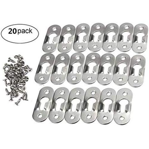 Susuntas 20 Pieces 44mm x 16mm Picture Hanger Metal Keyhole Hanger Fasteners with 40pcs Screws for Picture Photo Frame Furnniture Cabinet Mirrors