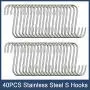 40 Pack S Hooks - Stainless Steel Heavy Duty S Hooks for Hanging pots, Pans, Plants, Coffee Mugs, Towels in Kitchen and Bathroom, Coat, Bag, Work Shop, Perfect Rack Hooks 40 Pack S Hooks - Stainless Steel Heavy Duty S Hooks for Hanging pots, Pans, Plants, Coffee Mugs, Towels in Kitchen and Bathroom, Coat, Bag, Work Shop, Perfect Rack Hooks