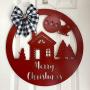 Merry Christmas Door Hanger - Merry Christmas Scene Door Sign - Snowy Christmas Scene Door Hanger - Christmas Cottage in the Snow - Santa