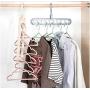 10pcs Random Color Multi-Function Folding Magic Hanger Nine-Hole Rotating Magic Clothes Hanger Wardrobe Drying Clothes Home Bedroom Storage Holder