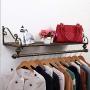 Wall Mounted Iron Coat Rack,European with Clothing Rods Storage Shelf Garment Hanger for Clothes Scarf Bag Bad Request-a 120x28cm(47x11inch)
