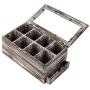 MyGift 8-Slot Torched Wood Tea Bag Storage Boxes with Clear Lid & Pull-Out Drawer