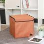 PiccoCasa Storage Bin Cube with Lid, 13x13.6x13inches, Linen Fabric Foldable Basket Storage Organizers Boxes Containers for Home Closet Bedroom Drawers Organizers, Orange