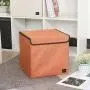 PiccoCasa Storage Bin Cube with Lid, 13x13.6x13inches, Linen Fabric Foldable Basket Storage Organizers Boxes Containers for Home Closet Bedroom Drawers Organizers, Orange