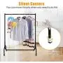 Gaming Master Clothes Hanger Heavy Duty Max Capacity 200Ib Durable Cloakroom Garment Racks with Wheels 4 ft Long 5 ft High Anti-rust Stainless Steel Material Sturdy Balcony Clothing Rail